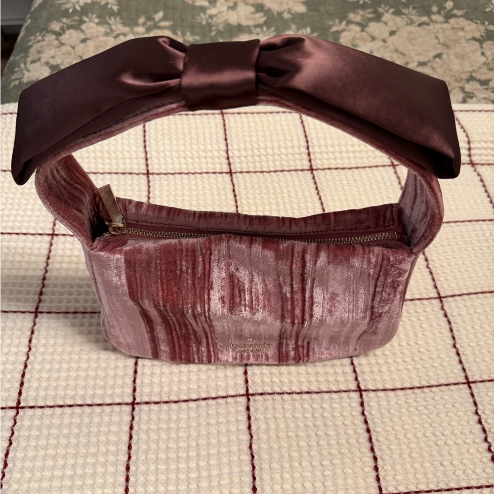 Kate Spade Mauve Velvet Bow Clutch